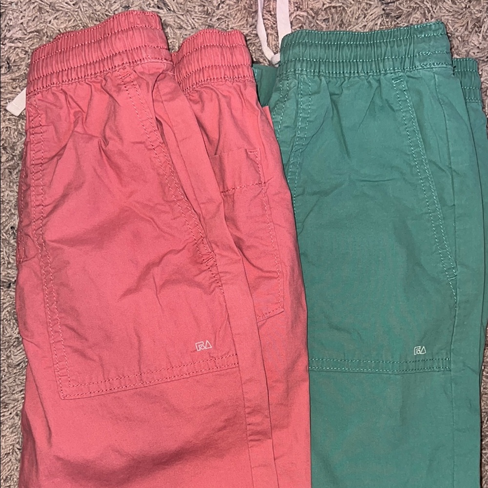 Pink and Green Sweatpants with Elastic Waistband